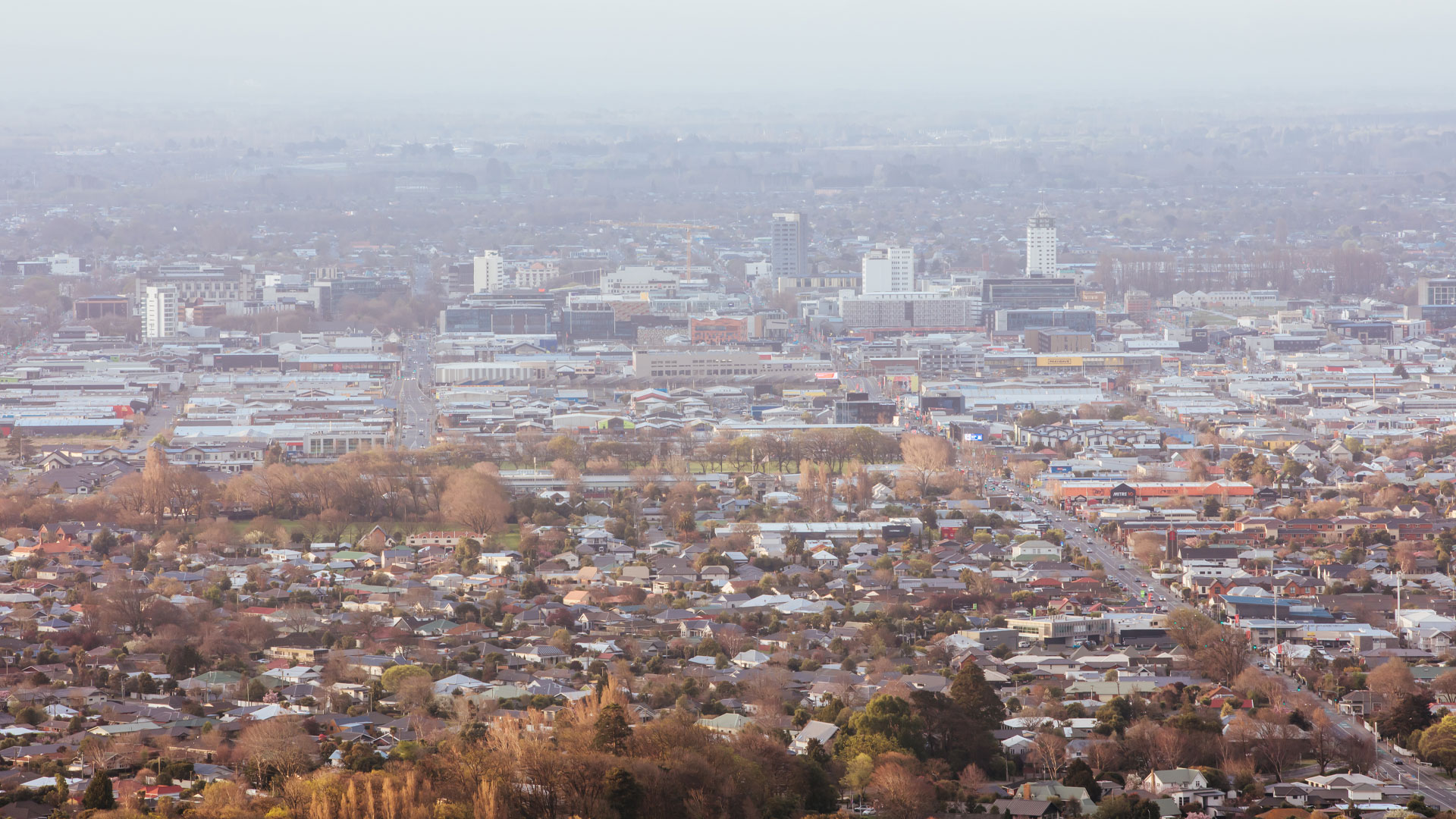 View out over Christchurch city centre from the suburb of Cashmere.