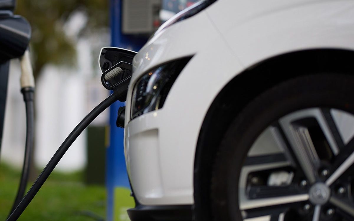 EV at a EV home charging station