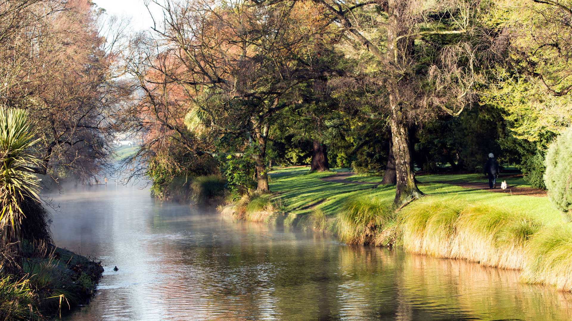 Photo looking down the Avon River in Christchurch.