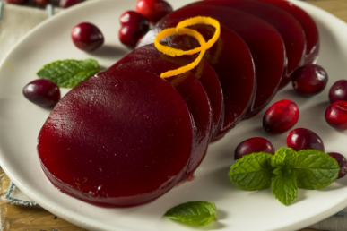 Cranberry jelly on a plate