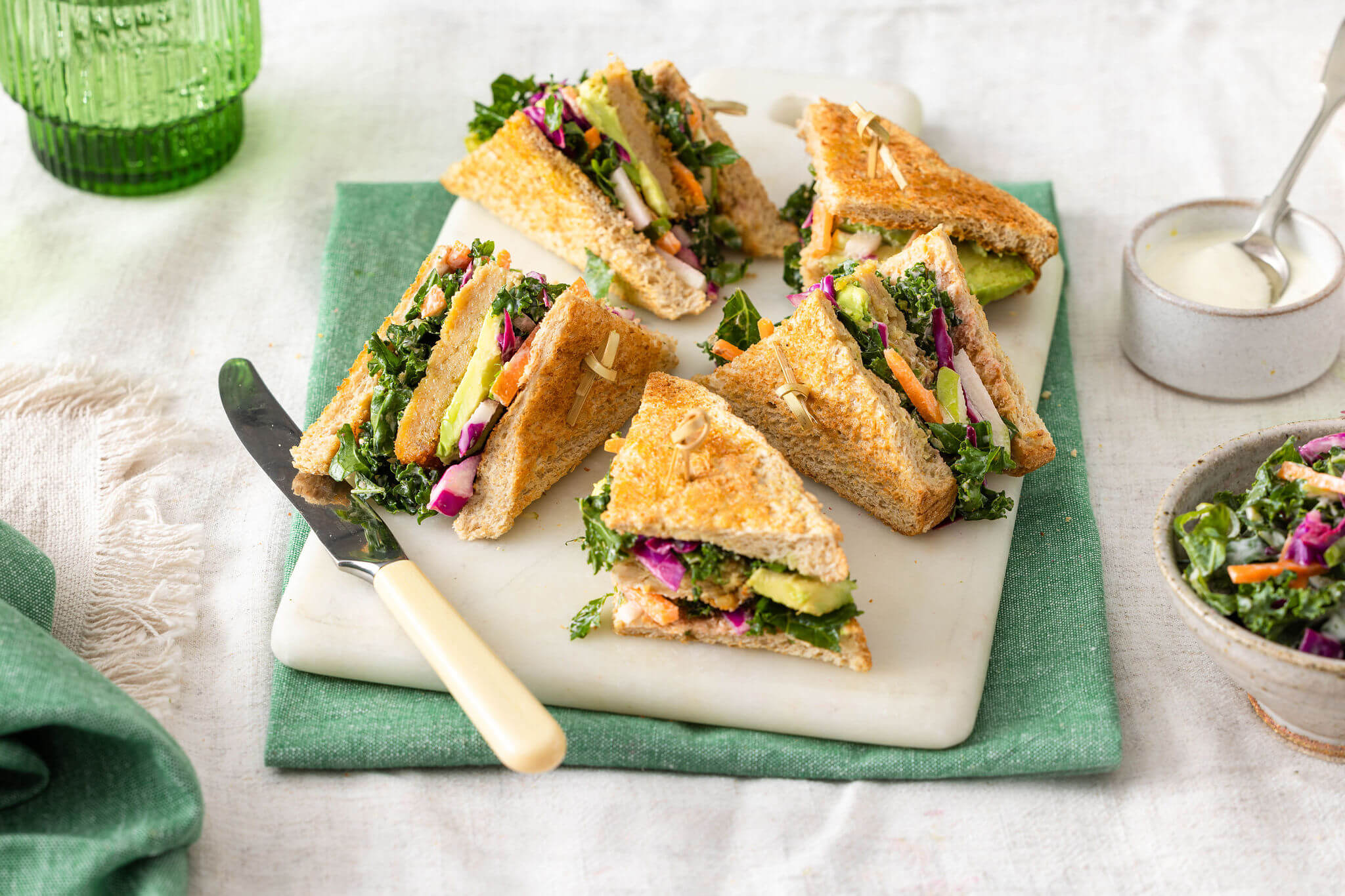 Vegie Schnitzel sandwich with kale coleslaw