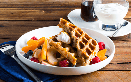 Weet-Bix waffles with fresh fruit