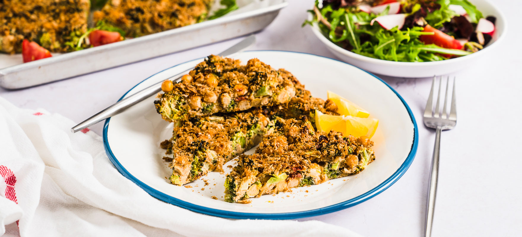 Broccoli and chickpea slice