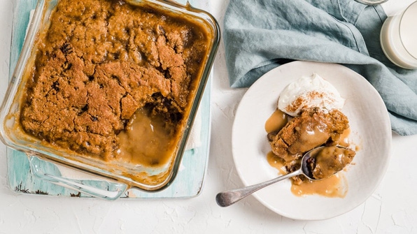 Self-saucing sticky date pudding