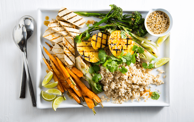 Healthy tropical food platter