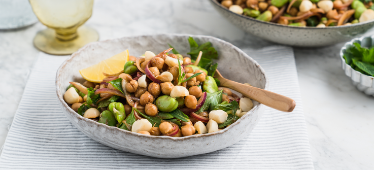 Chickpea and broad bean salad