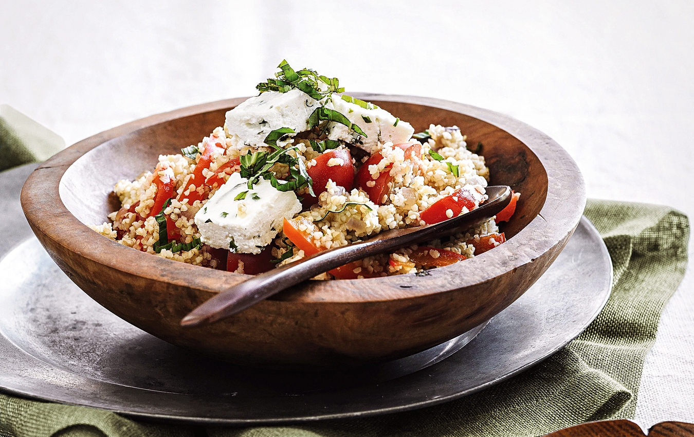 Warm capsicum, tomato, burghul and baked ricotta salad | Sanitarium ...