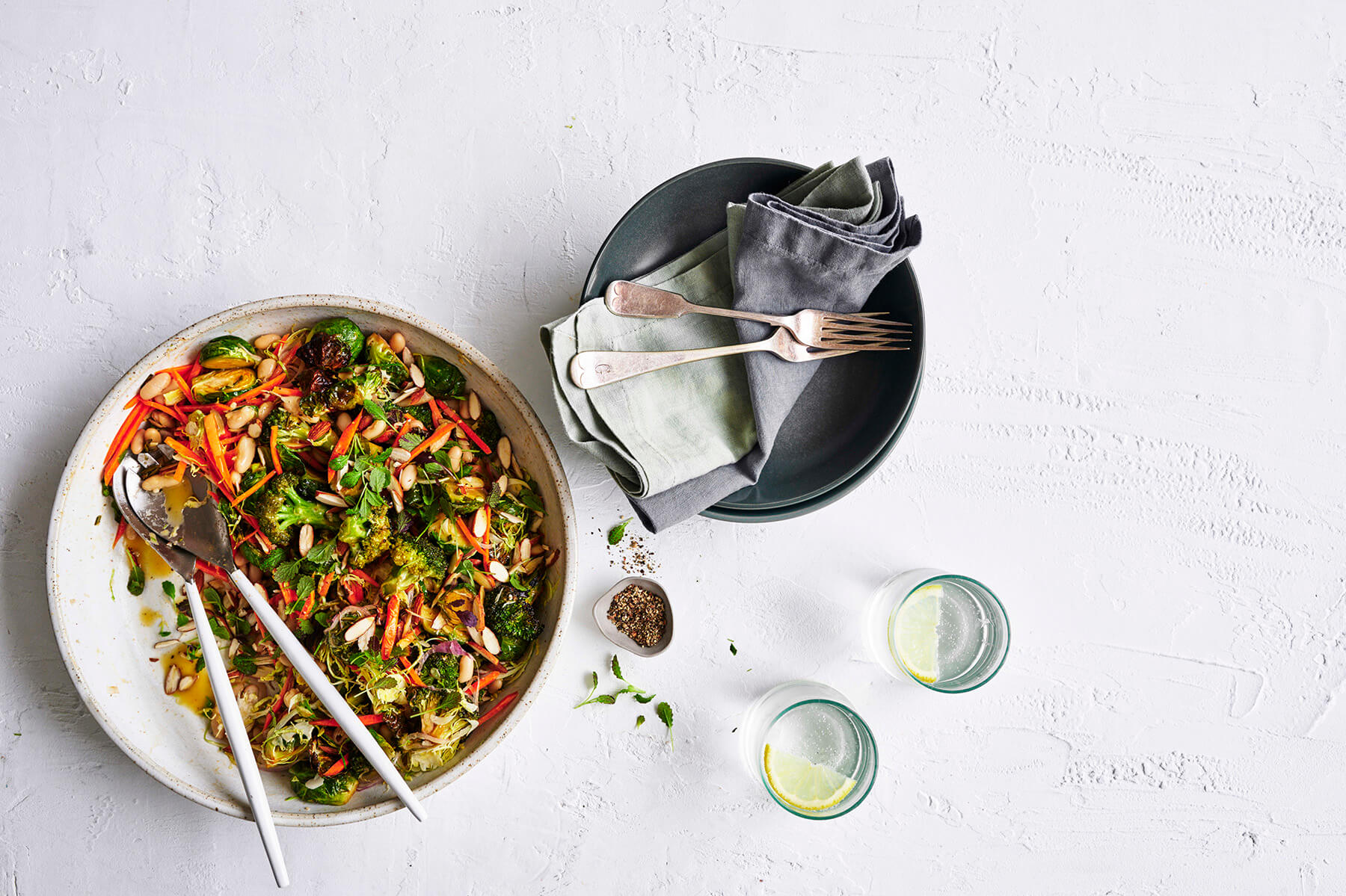 Roast broccoli and brussels sprouts slaw