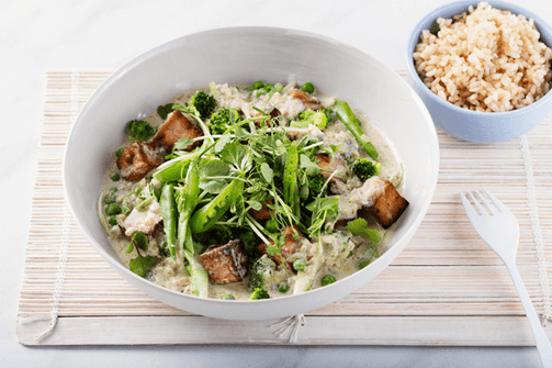 Tofu and broccoli green curry