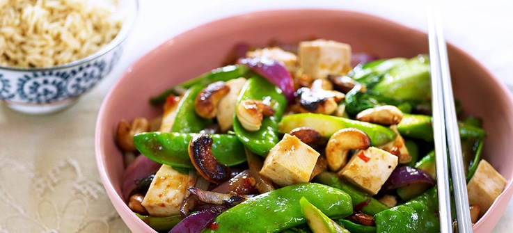 Stir-fry greens with tofu