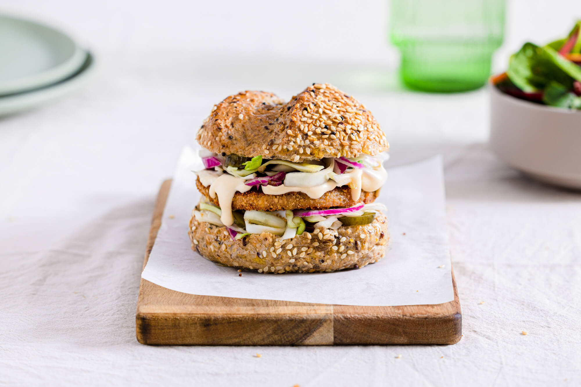 Chicken-Style Burger with Slaw