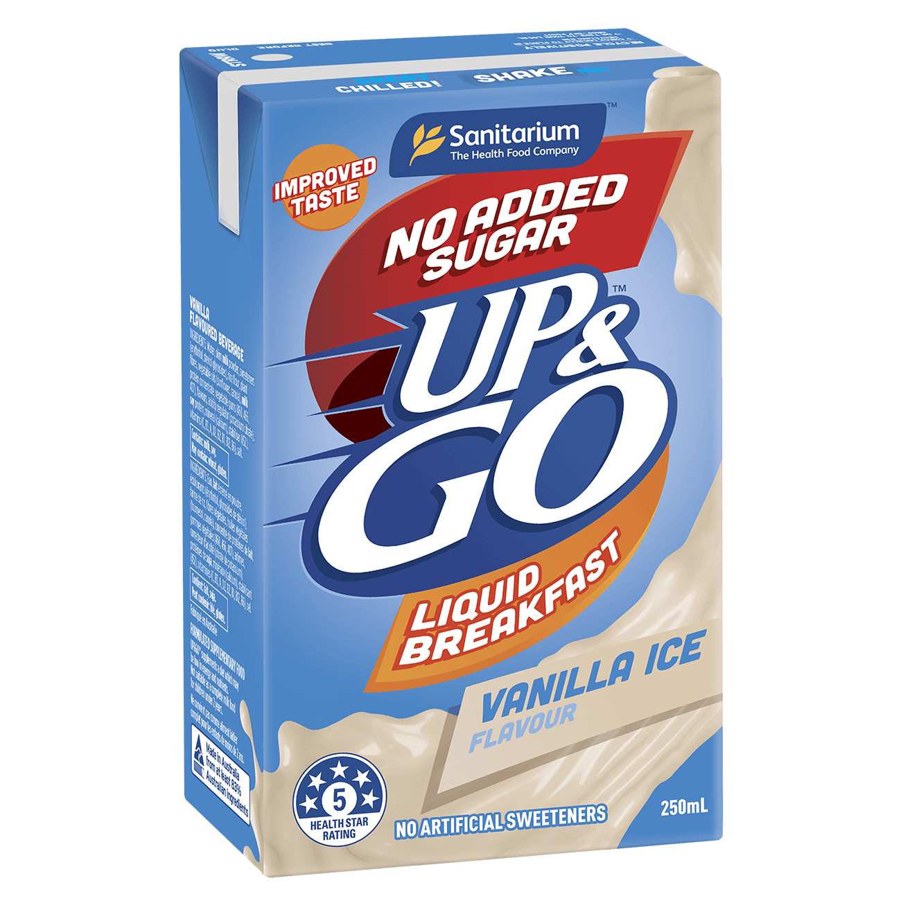 UP&GO No Added Sugar Vanilla Ice Flavour