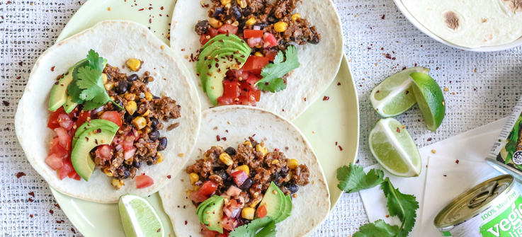 Tacos with black beans and nutmeat