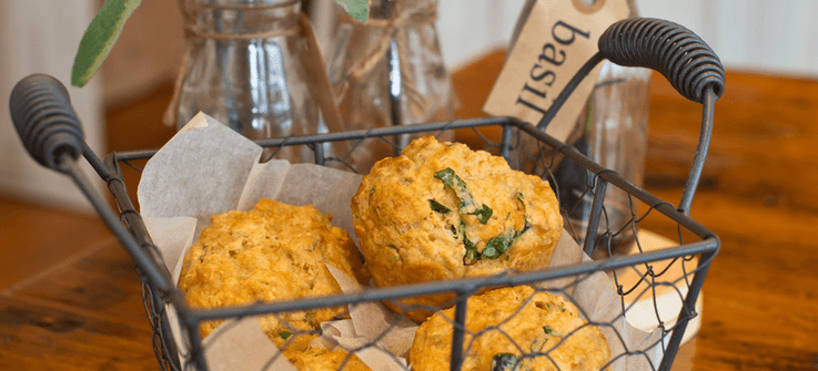 Cheese, basil and black pepper muffins