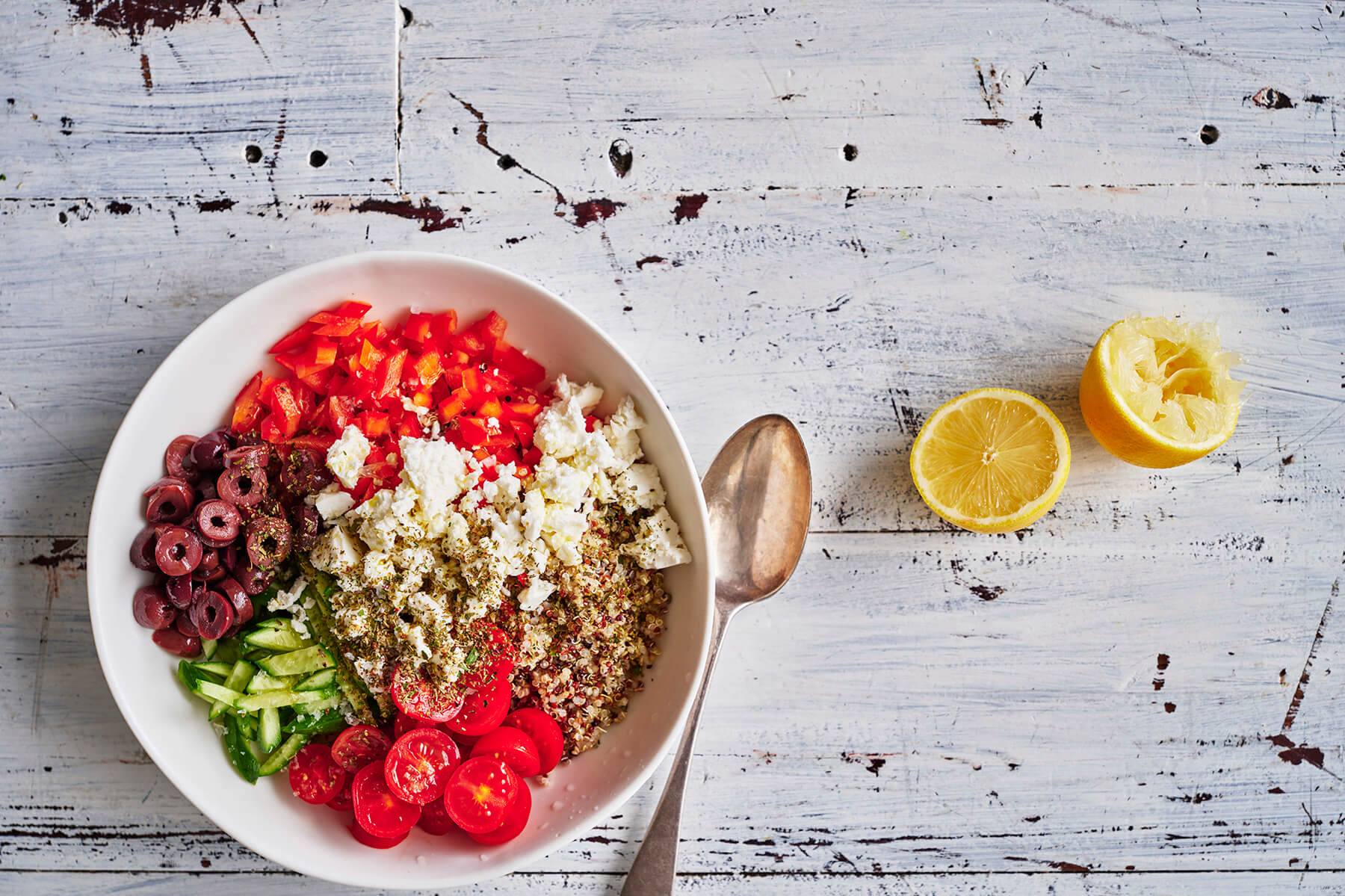 Finely chopped quinoa salad