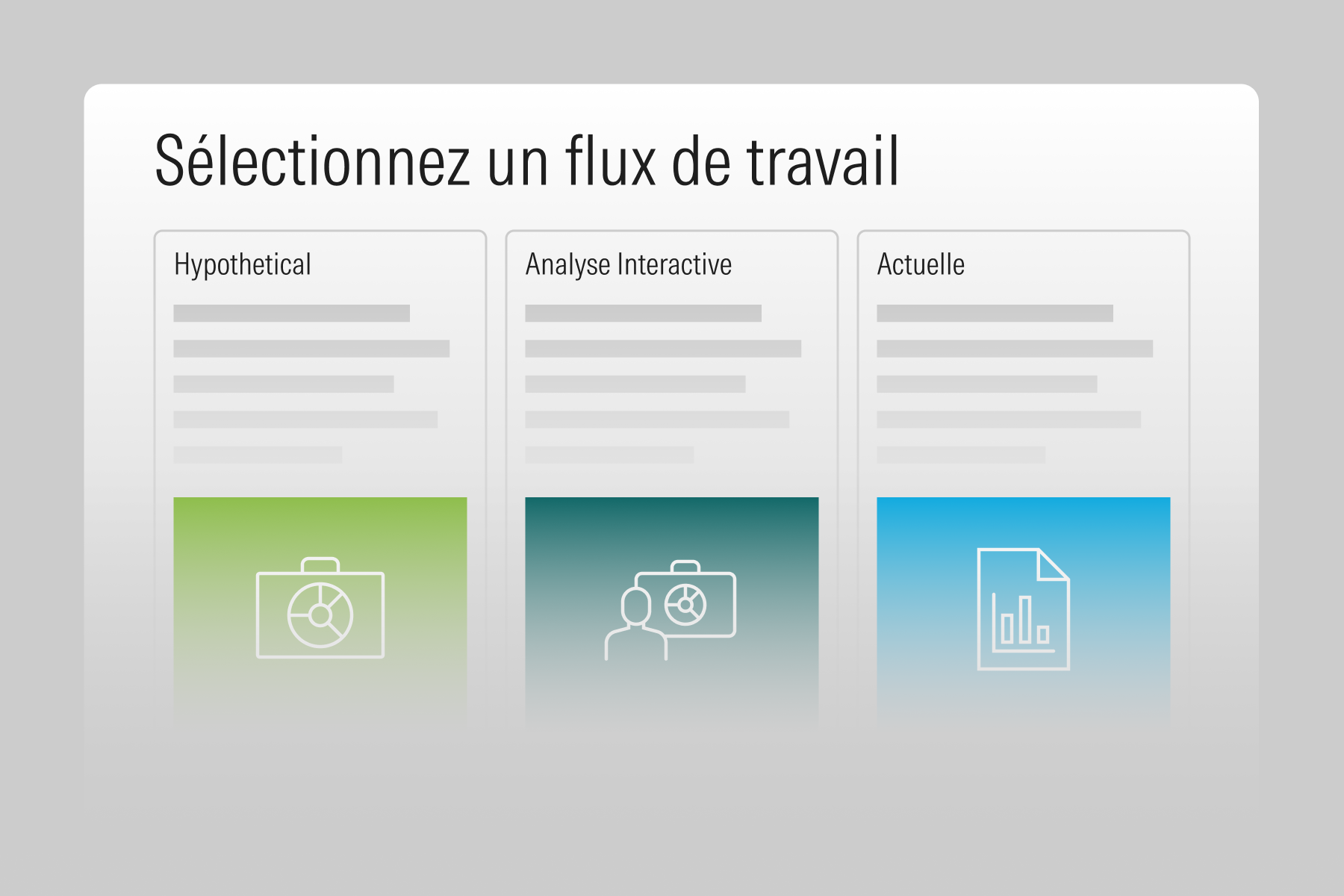 Illustration présentant un module de sélection de flux de travail dans les outils de réglementation et de conformité de Morningstar.