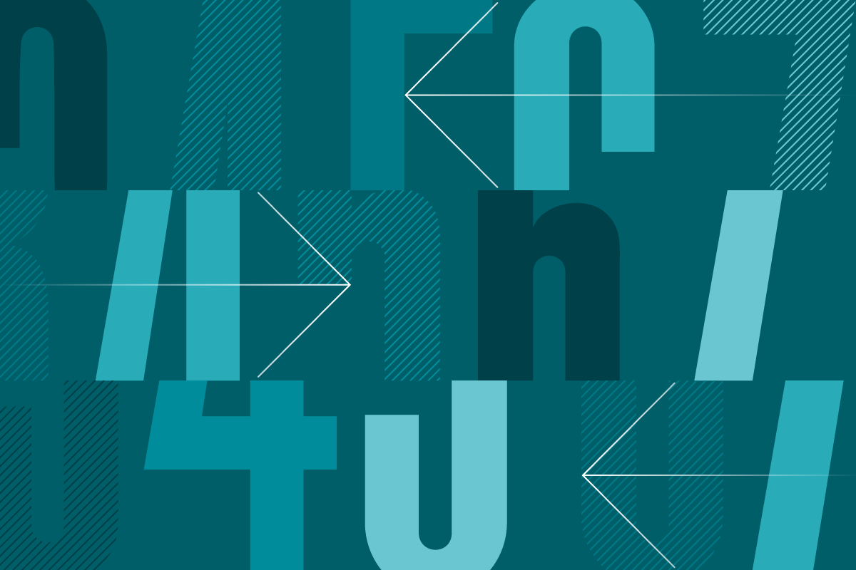 A collage illustration of numbers and arrows.