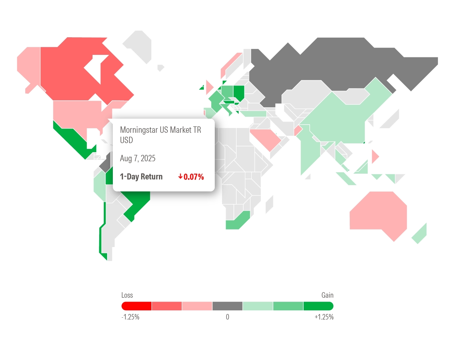 A global map representing Morningstar's independent market benchmarks.