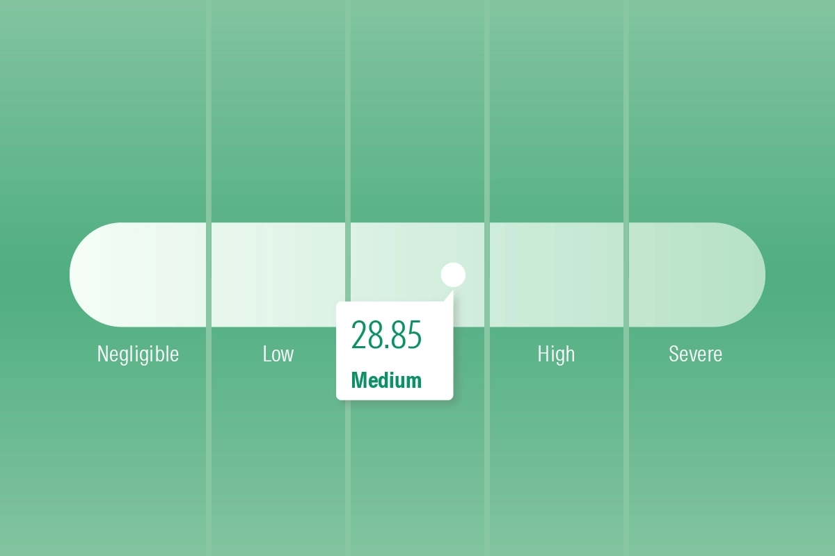 An illustration of a scale representing Morningstar Sustainalytics ESG Risk Rating.