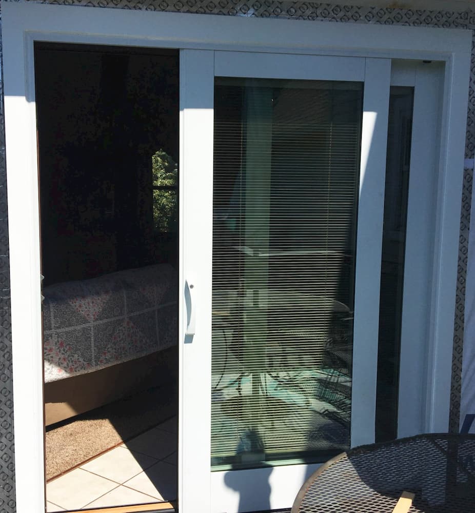 Exterior view of new sliding patio door