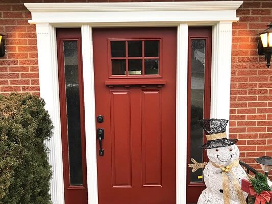 after image of warrendale home with new red fiberglass entry door