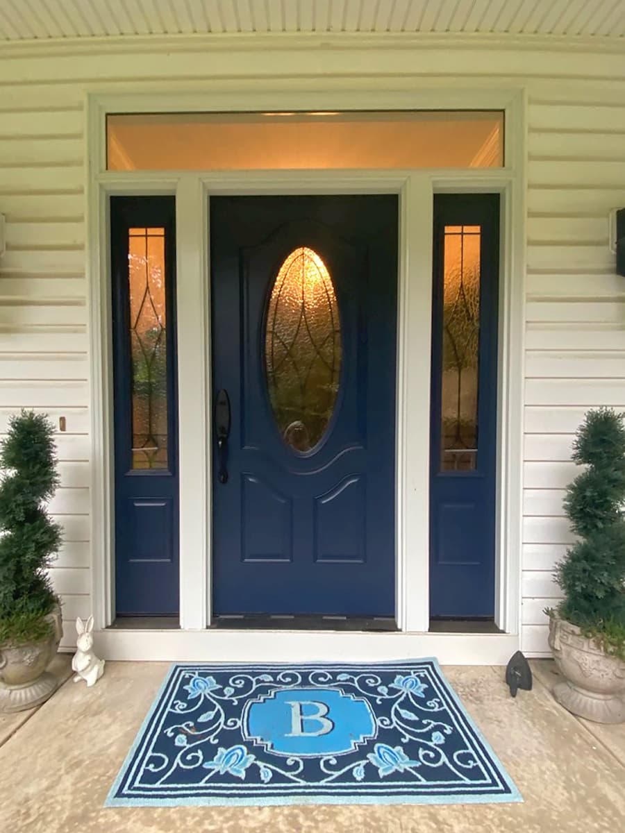 New fiberglass entry door system with sidelights and decorative glass