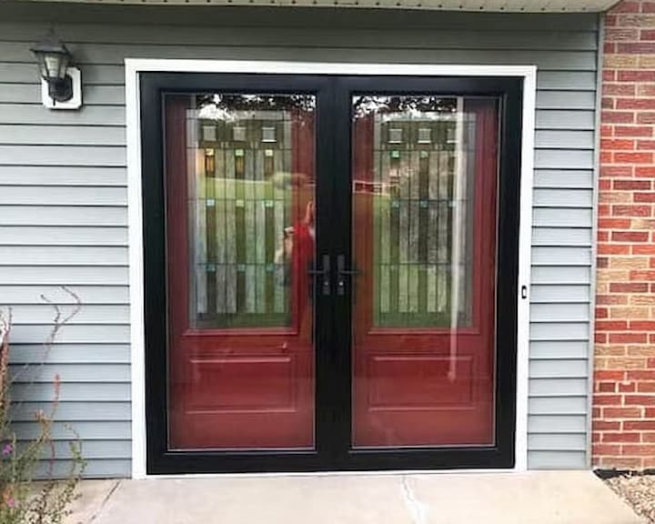 Black and red replacement front door