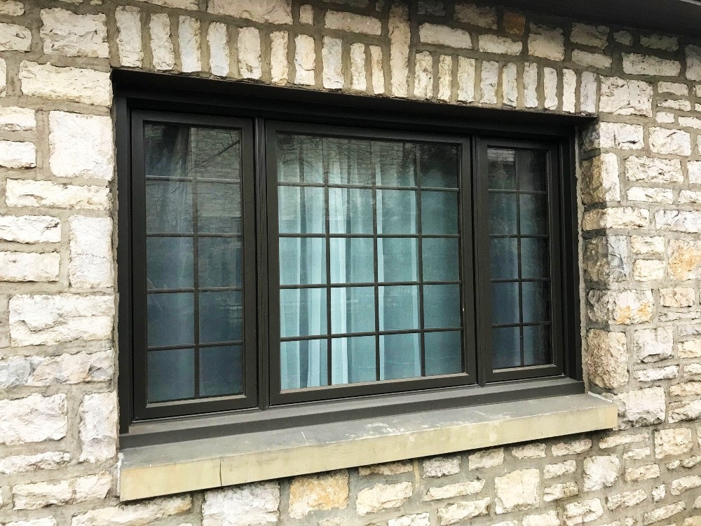 Bexley Ohio home black casement windows with traditional grilles