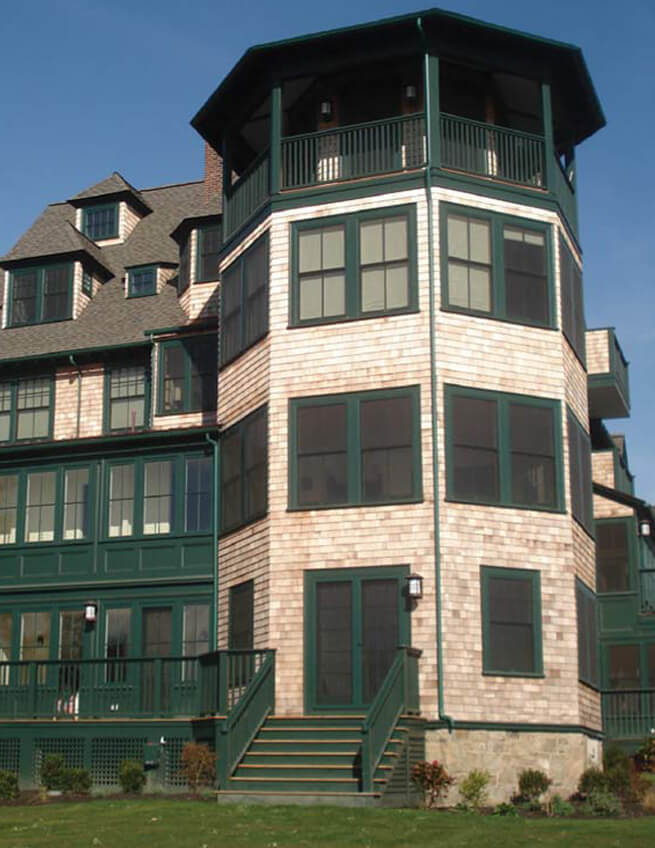 Exterior of Bancroft on the Bluffs project in Newport County, Rhode Island