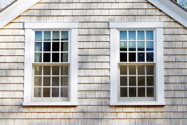 Colonial style windows with square grille profiles