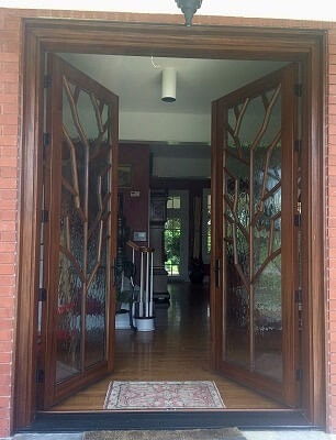 Open wood entry doors