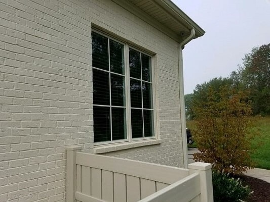 Exterior side view of new casement wood window on Pewee Valley, KY new construction home