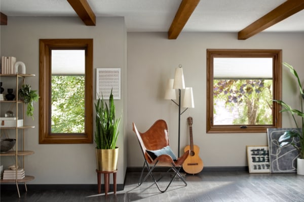 Picture of energy efficient windows with modern wood finish