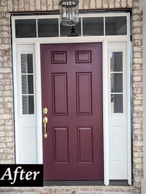 new fiberglass maroon entry door
