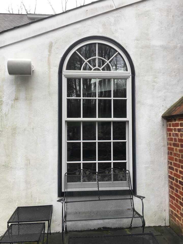 exterior of wood double-hung window