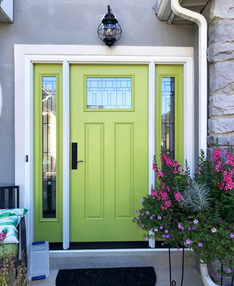 bright green entry door