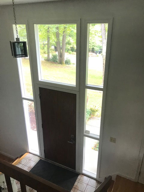 Interior of front entry door on Westfield, MA, home before replacement