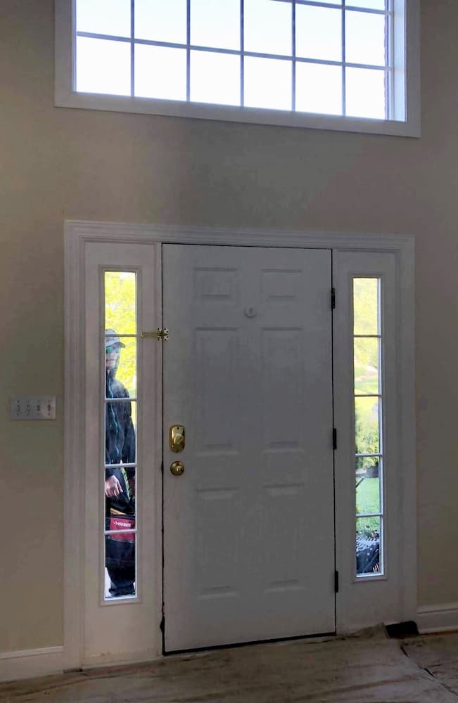 Old white entry door system