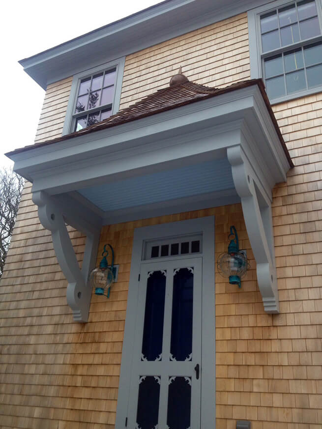 Close-up of the front door on a South Dartmouth artist studio renovation
