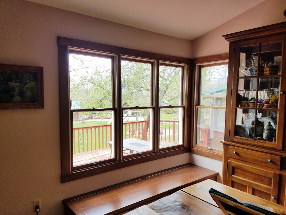Old 3 wide double hung window interior Springboro home