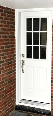 after image of patio door on university heights home with new fiberglass entry door