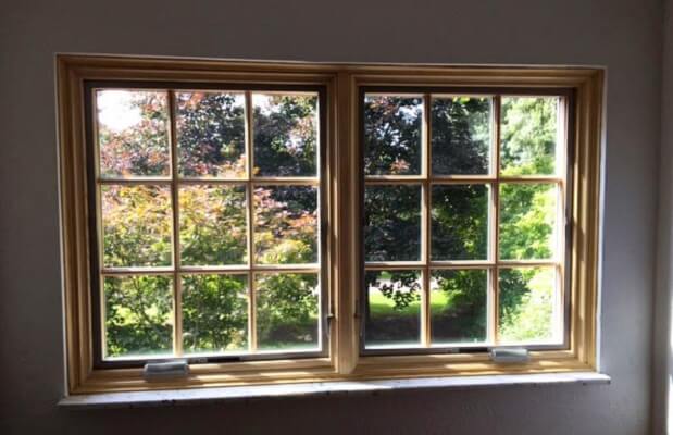 Wood Replacement Windows with Natural Stain inside