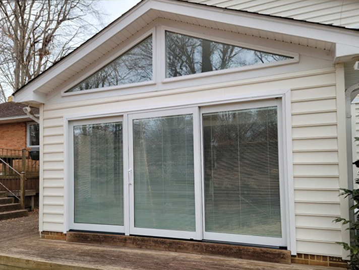 Newport News home exterior with new sliding patio doors