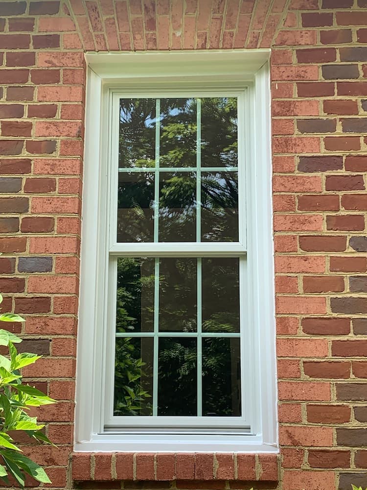 Exterior view of double-hung Pella fiberglass window