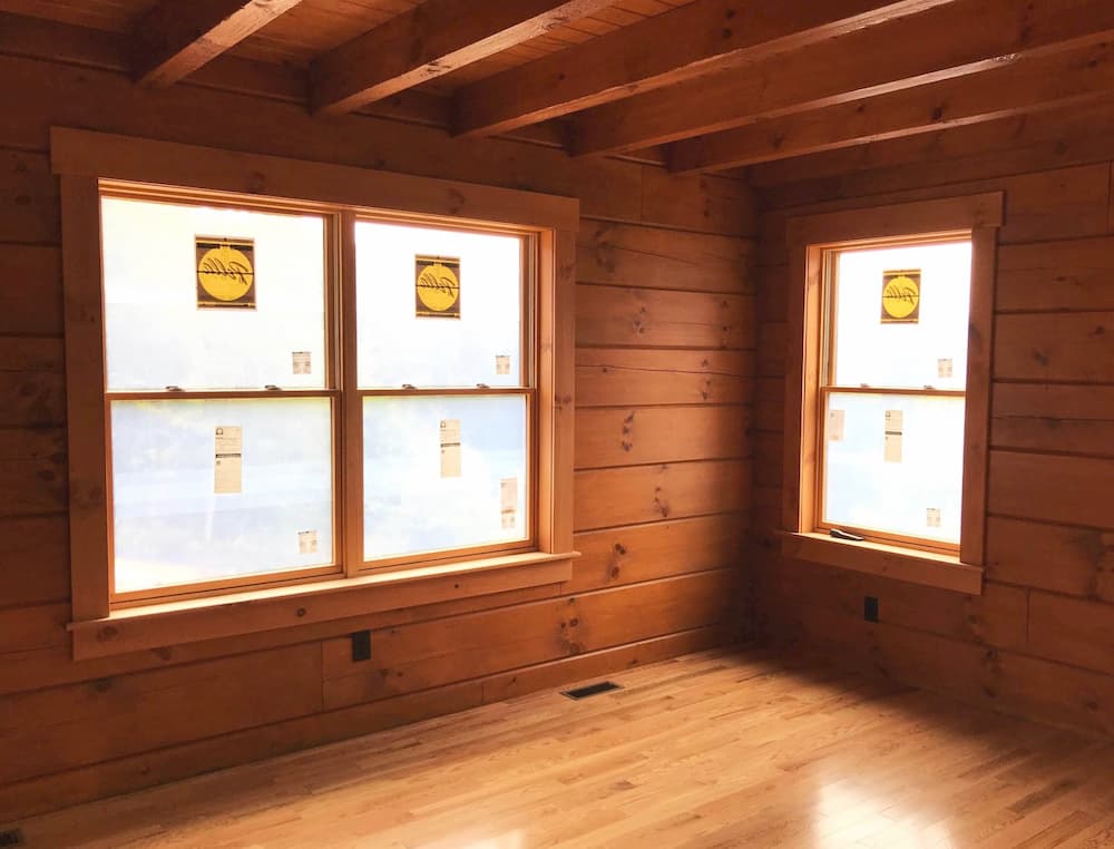 Interior view of new wood double-hung windows