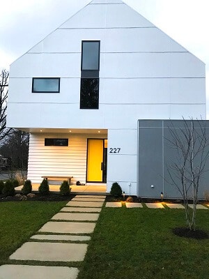 front of contemporary home with new modern windows