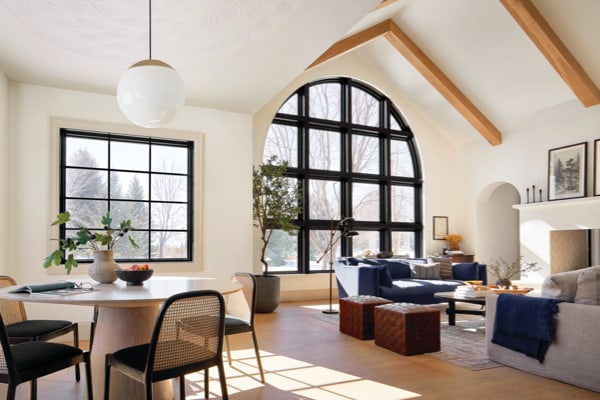interior view of an arched window in a cottage home