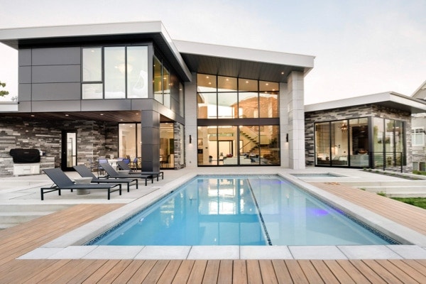 Modern home with pool patio