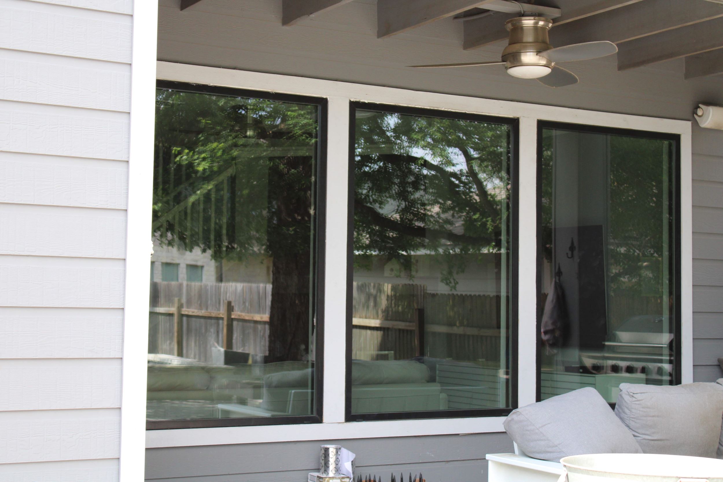Back of Austin home with new Pella Impervia fiberglass windows