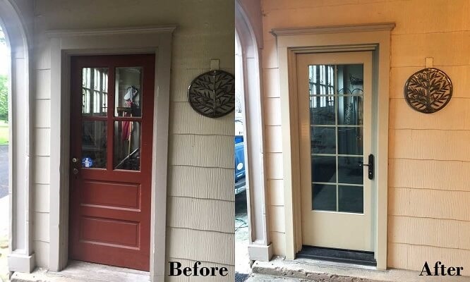 before and after entry door replacement project